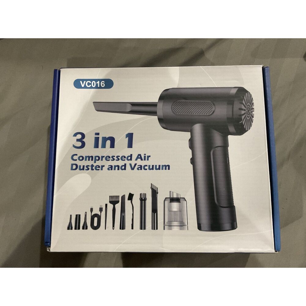 3 in 1 Compressed Air DusterPump & Wireless Vacuum Cleaner - 3 Level Adjustable